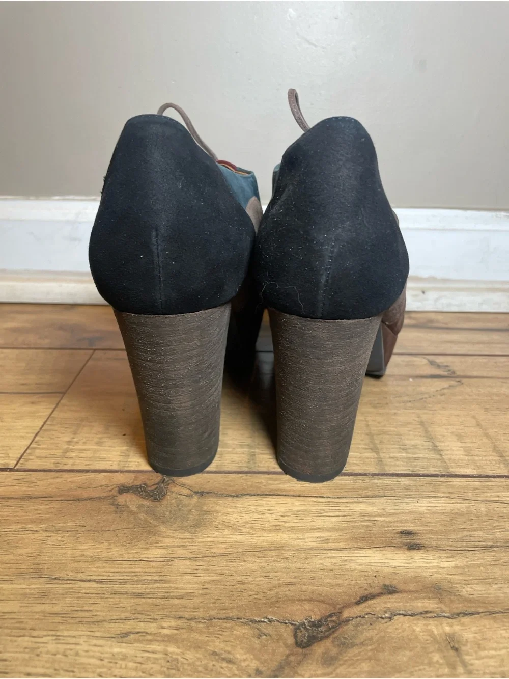 Earthies Multicolor Suede Lace-Up Platform Bootie